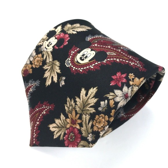Walt Disney Mickey Mouse Tie Paisley Floral Elegant Vintage Novelty Character - Picture 4 of 9